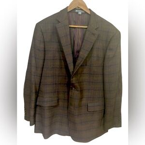 Johnson and Murphy XL sportcoat wool blend brown window pane